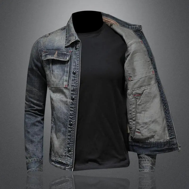 VESTE EN DENIM ZIPPÉE POUR HOMME