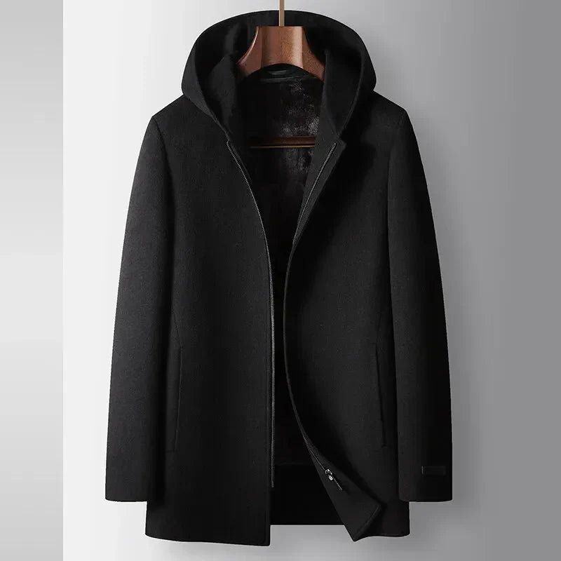 MANTEAU EN LAINE À CAPUCHE POUR HOMME