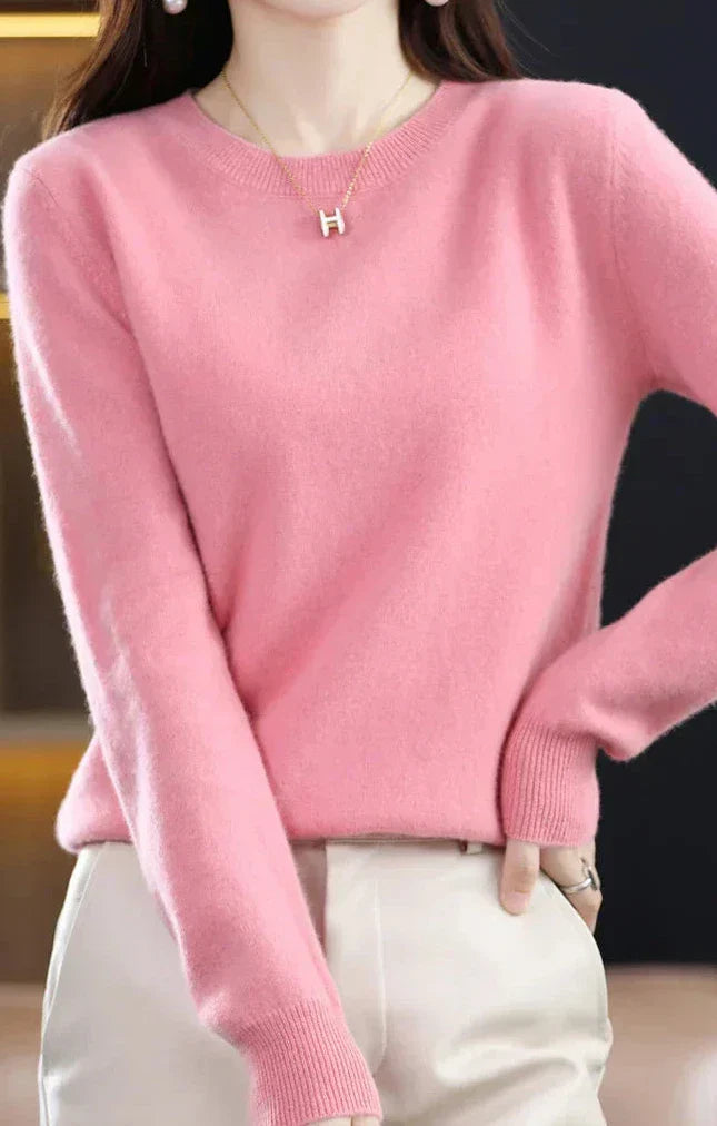 Marie | Pull cachemire col rond fin