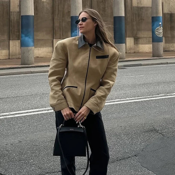 Camille Cannes | LeatherJacket Casual High Street Style