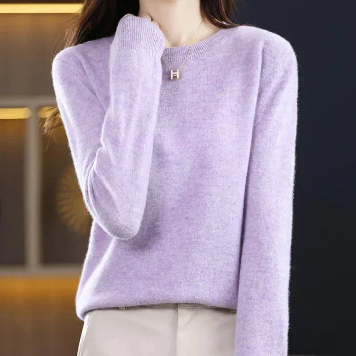 Marie | Pull cachemire col rond fin