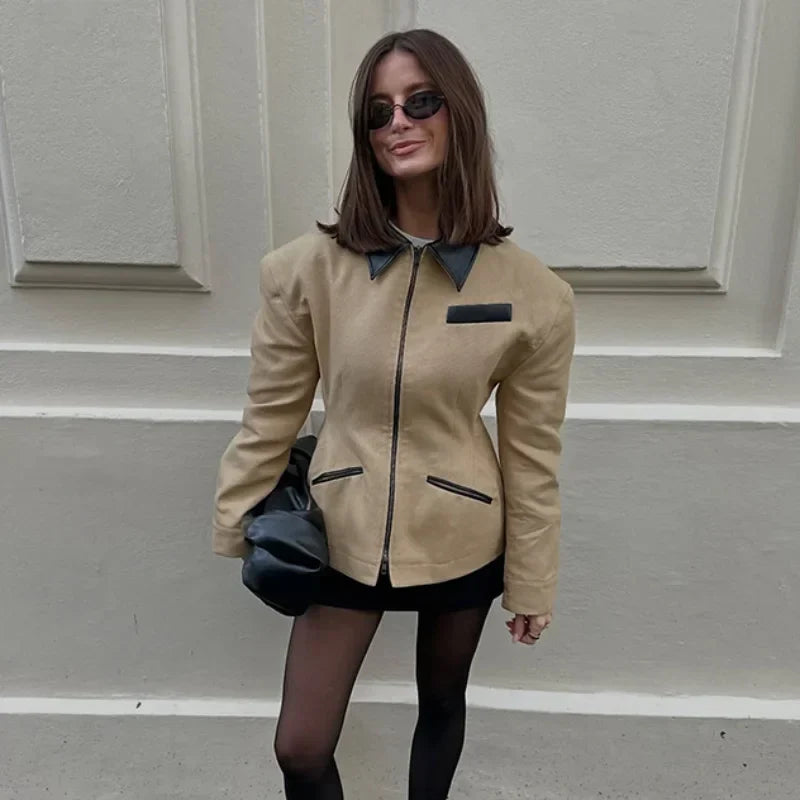 Camille Cannes | LeatherJacket Casual High Street Style