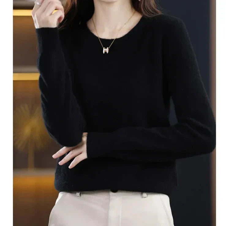 Marie | Pull cachemire col rond fin