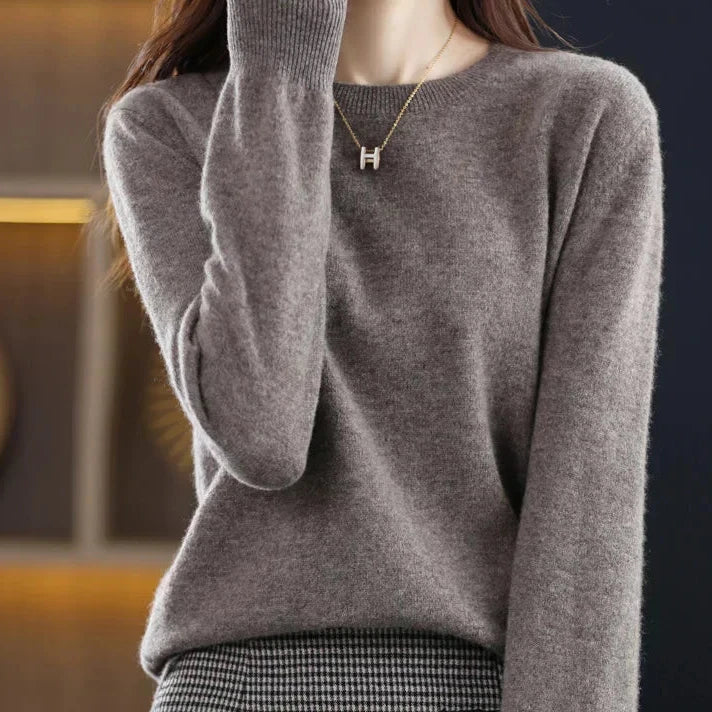Marie | Pull cachemire col rond fin