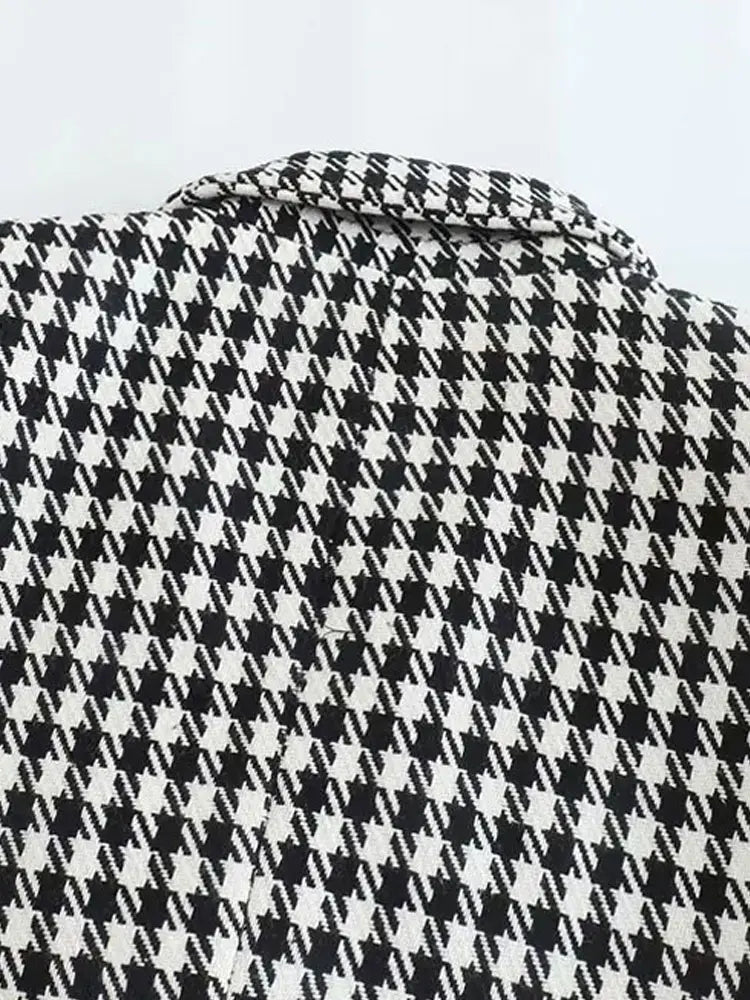 Camille Cannes | Blazer Femme Pied-de-Poule Vintage, Double Boutonnage, Élégant