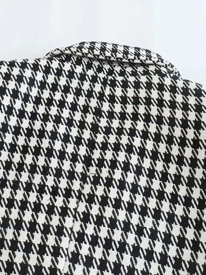 Camille Cannes | Blazer Femme Pied-de-Poule Vintage, Double Boutonnage, Élégant