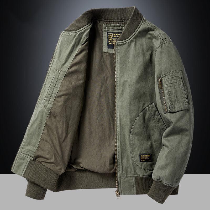 OLIVIER | Blouson aviateur en coton lavé — poches goutte