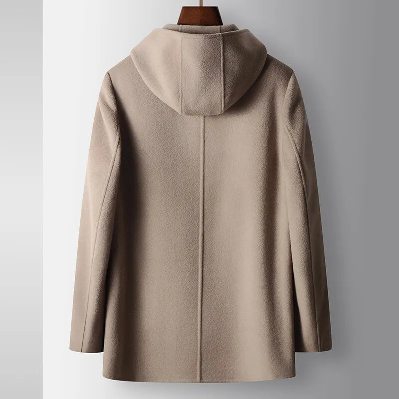 MANTEAU EN LAINE À CAPUCHE POUR HOMME