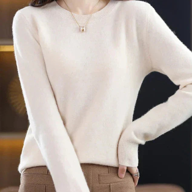 Marie | Pull cachemire col rond fin