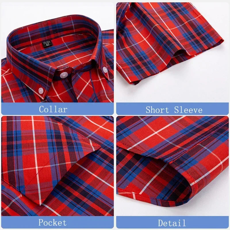 Cotton Short Sleeved Checkered Shirt