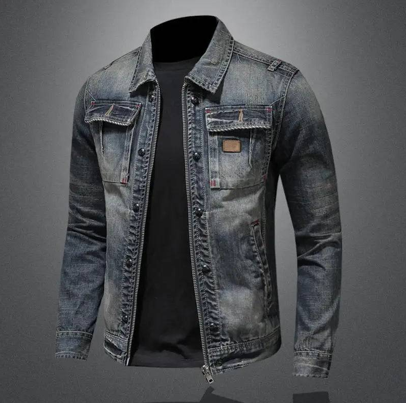 VESTE EN DENIM ZIPPÉE POUR HOMME