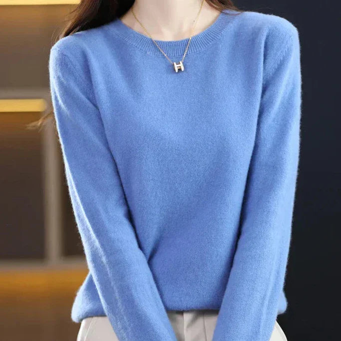 Marie | Pull cachemire col rond fin