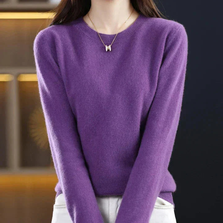 Marie | Pull cachemire col rond fin