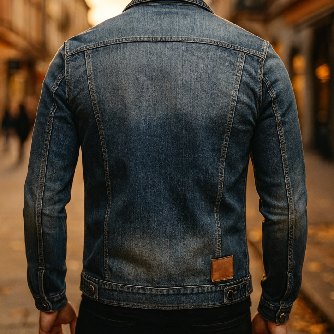 THIERRY | Veste en denim lavé — double fermeture zip et boutons