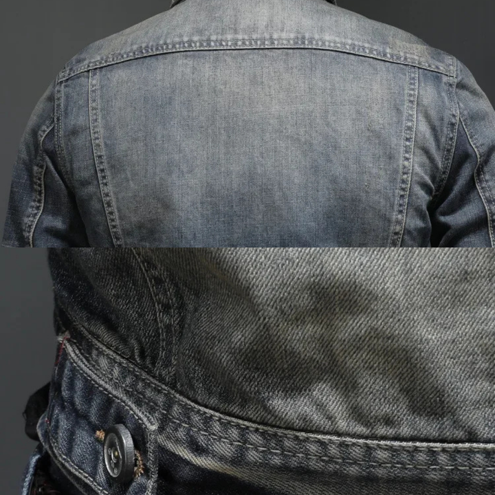 THIERRY | Veste en denim lavé — double fermeture zip et boutons
