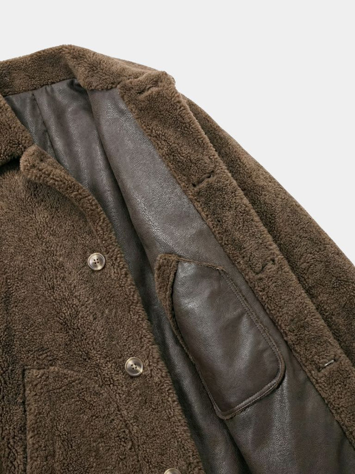 TIMOTHÉE | Manteau réversible cuir et mouton — col cranté et finition premium