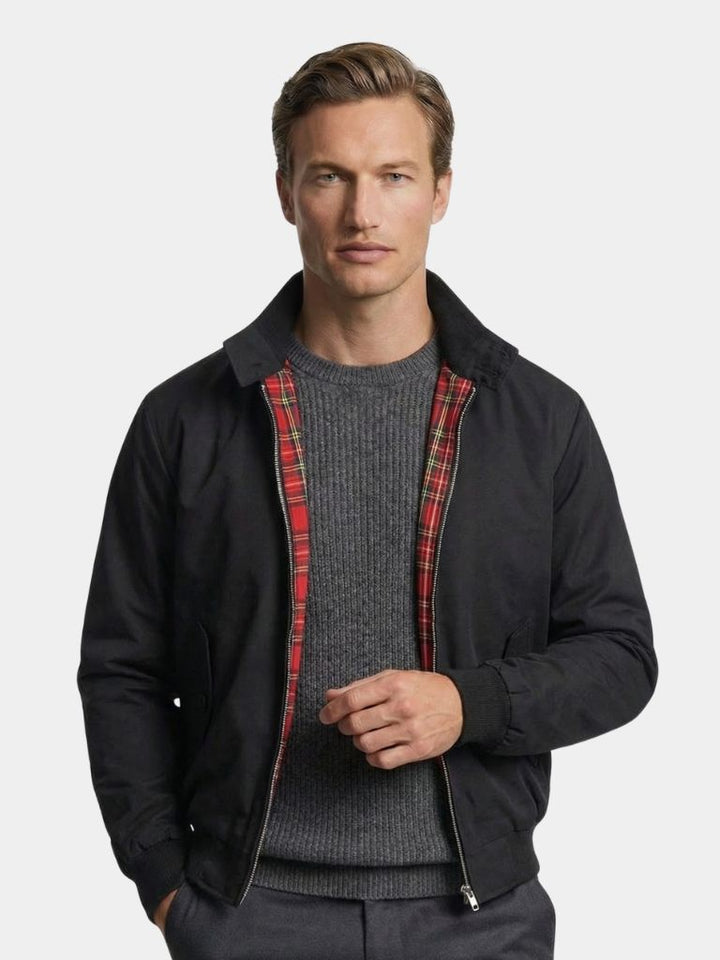 ÉDOUARD | Veste Harrington en coton technique — doublure tartan