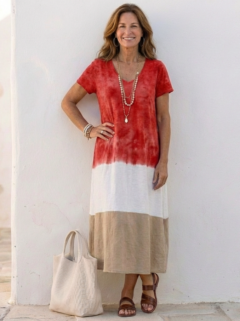 Thalia | Robe midi fluide à décolleté en V aux nuances élégantes
