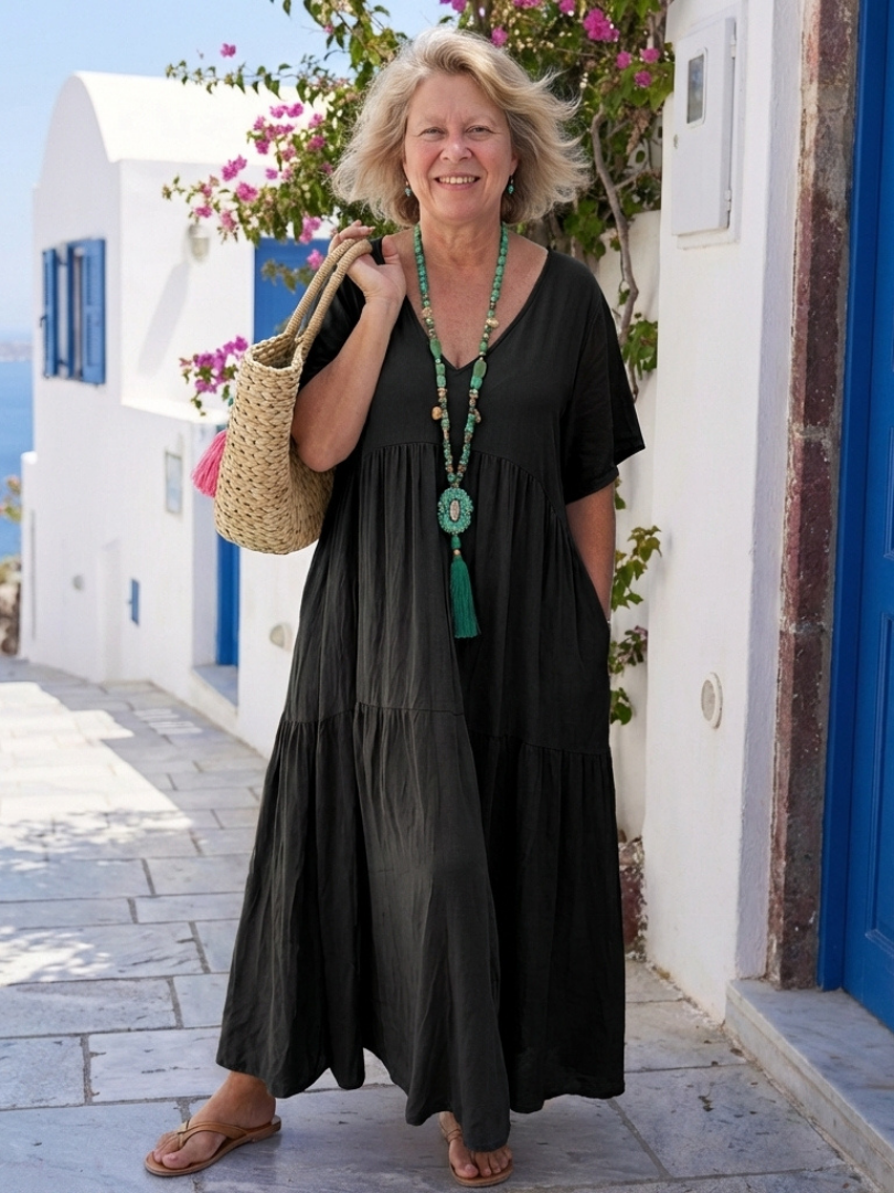 Zinnia | Robe maxi fluide à détails volantés