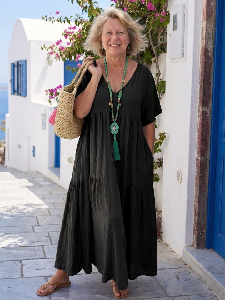 Zinnia | Robe maxi fluide à détails volantés