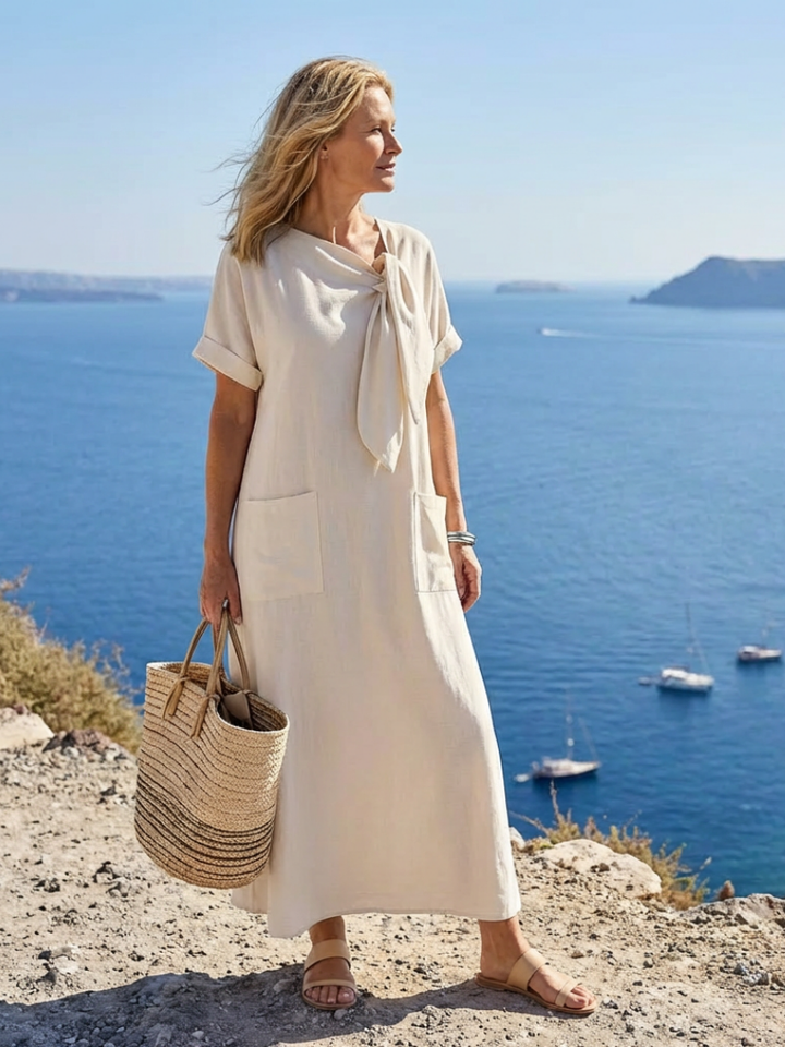 Elowyn | Robe maxi fluide à encolure ronde