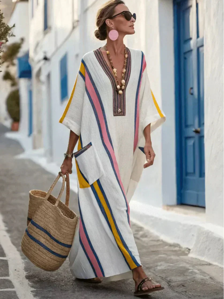Noemi | Robe maxi fluide à décolleté en V avec poches