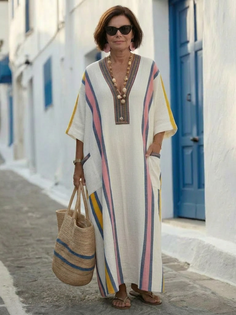 Noemi | Robe maxi fluide à décolleté en V avec poches