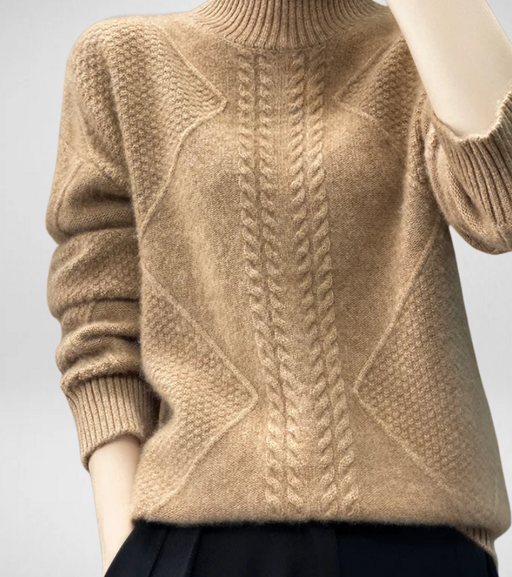 Estelle | Pull en cachemire col montant à torsades