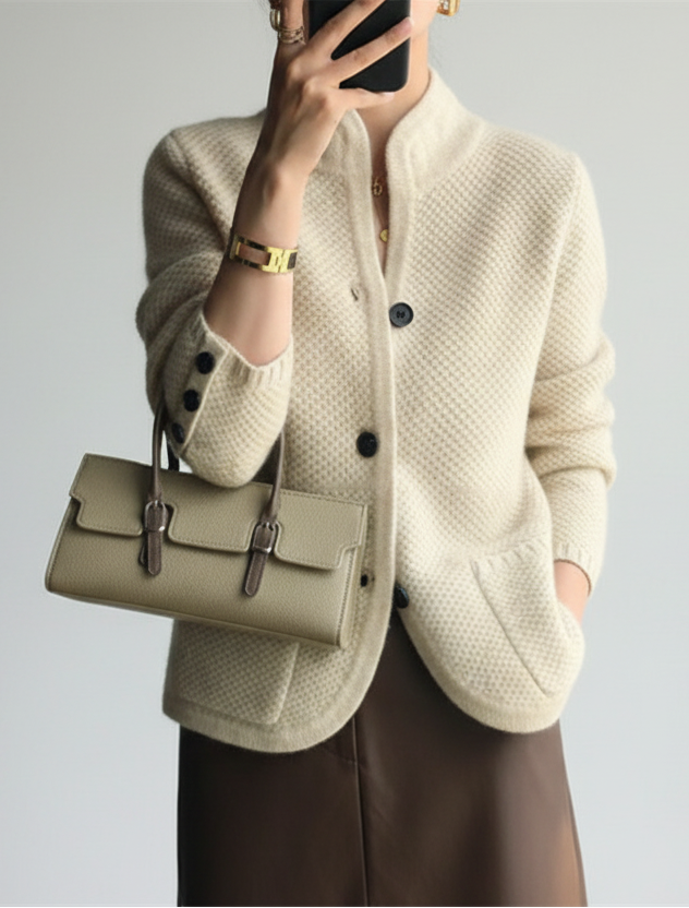Chantal | Veste en cachemire maille gaufrée