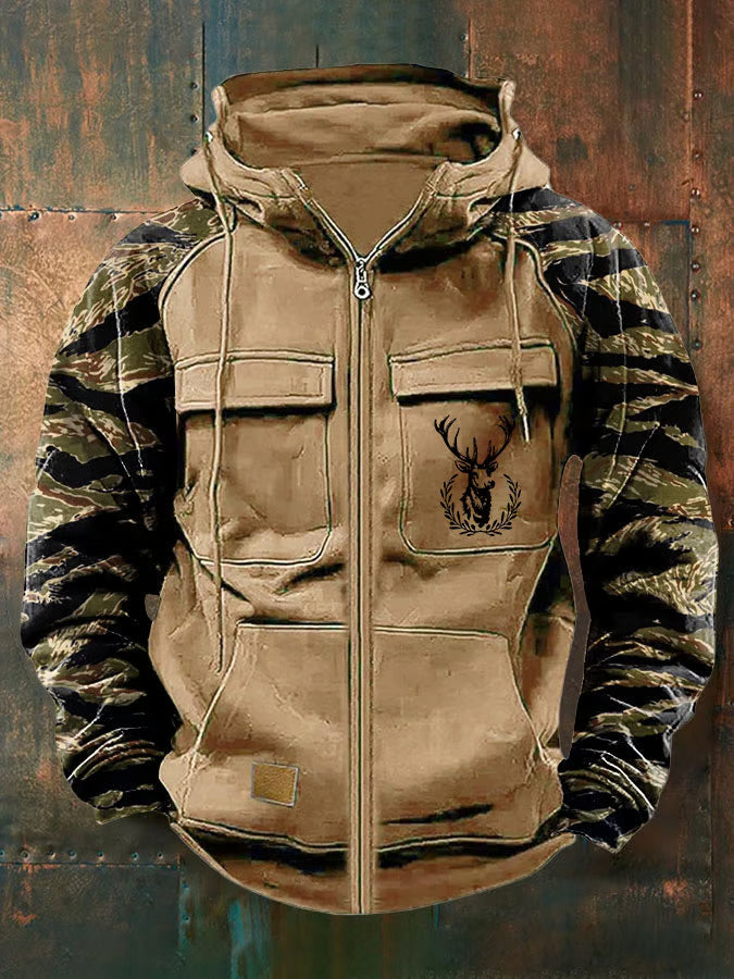 SWEAT À CAPUCHE ZIPPÉ MULTI-POCHES CLEAN POUR HOMME