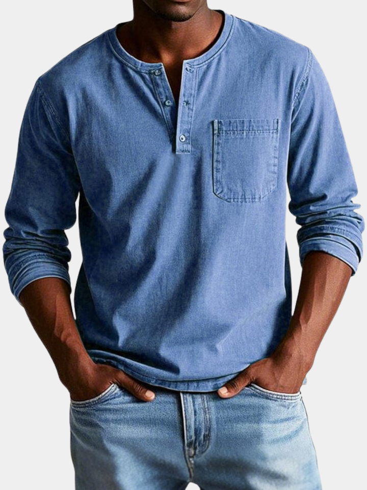 CAMILLE CANNES | Polo Henley en coton premium — Manches longues