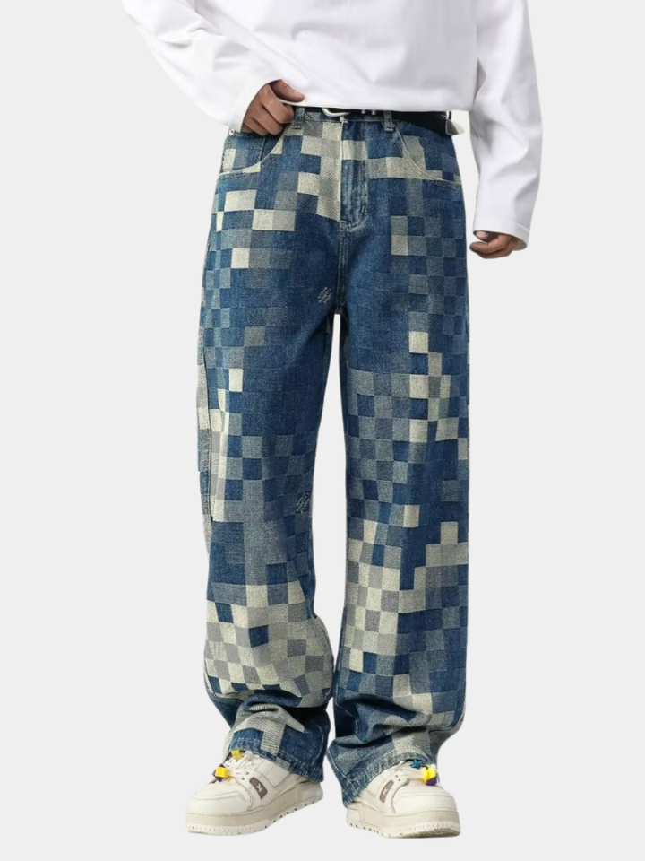 JEAN EN DENIM EFFET PIXEL POUR HOMME