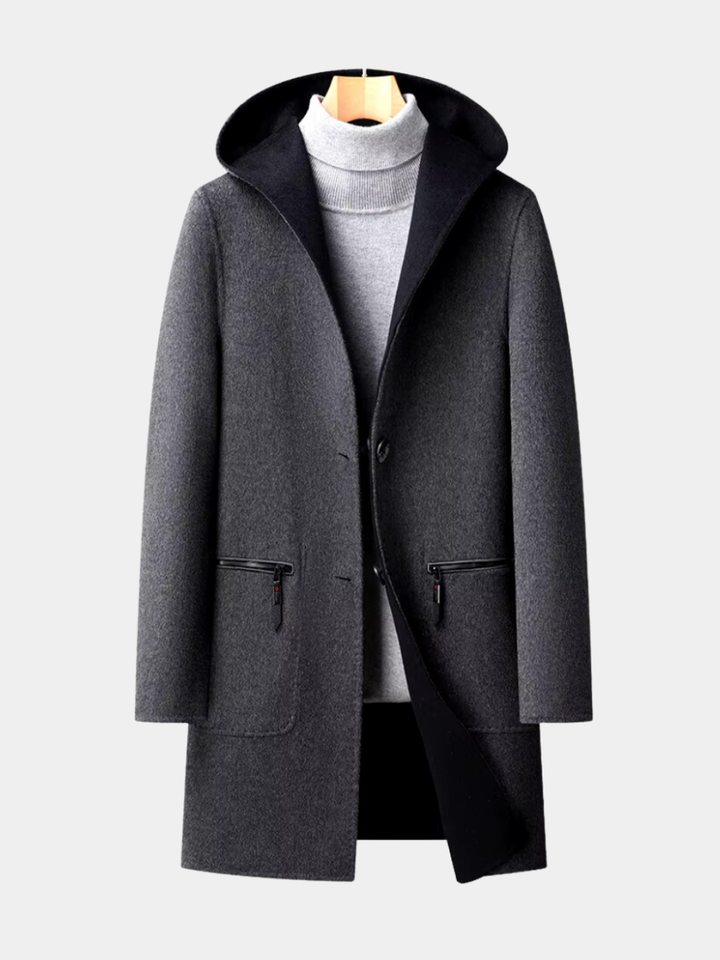 MANTEAU EN LAINE À CAPUCHE POUR HOMME