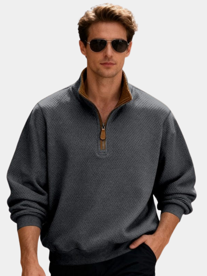 PULL TEXTURÉ ZIPPÉ POUR HOMME