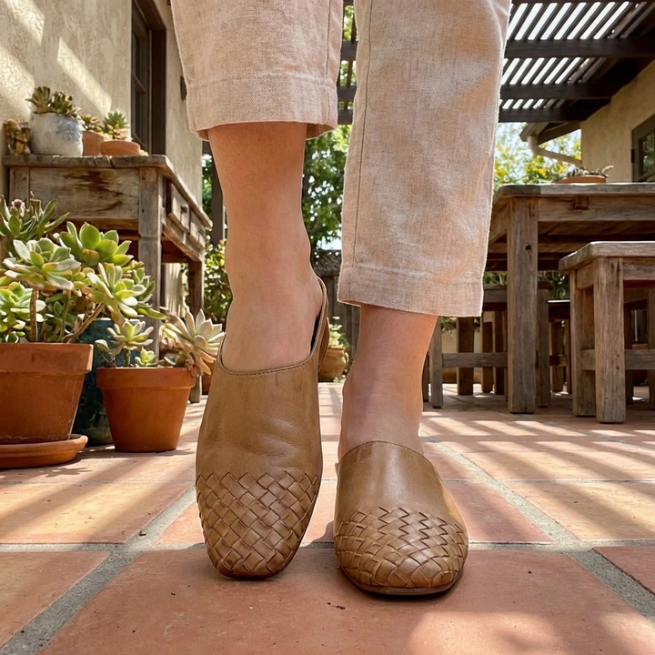 Camille | Mules en cuir tressé confort