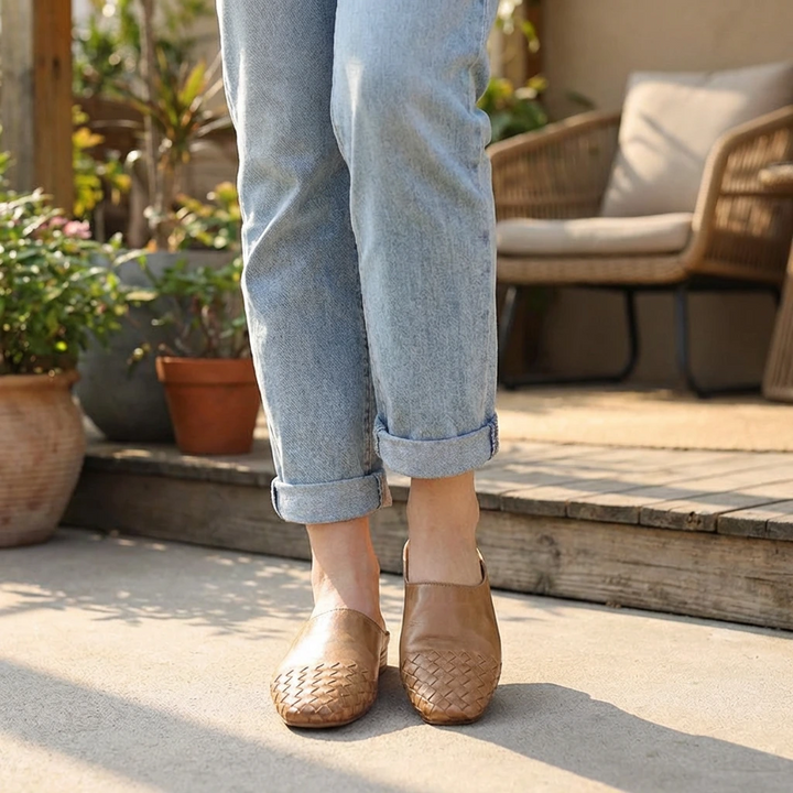 Camille | Mules en cuir tressé confort