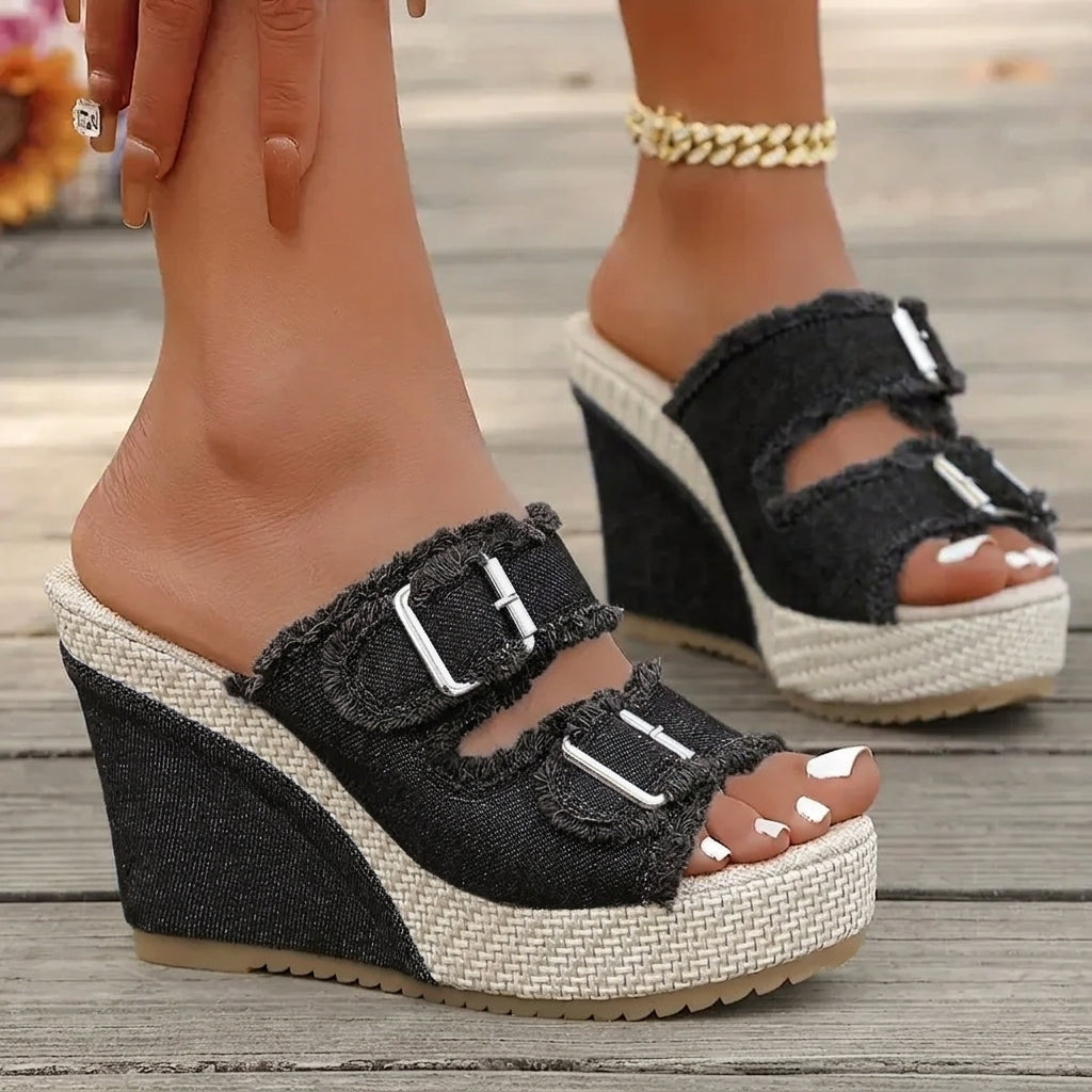 ÉDITH | Sandales Compensées en Cuir