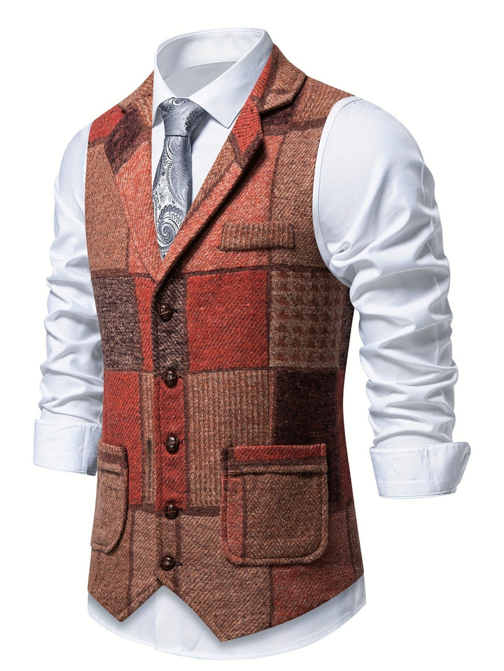 Léon | Gilet en tweed patchwork à motifs mêlés