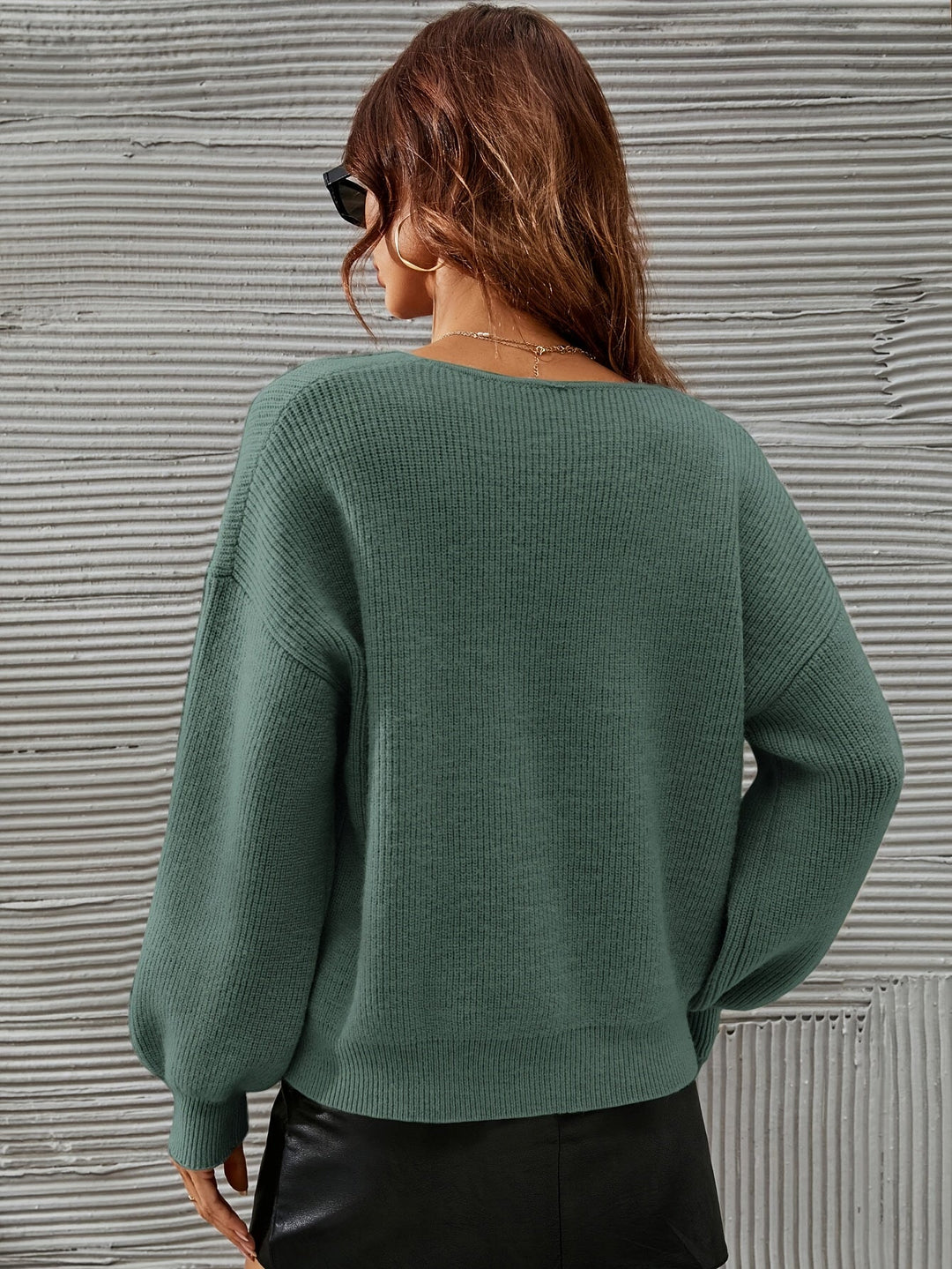 June | Pull cachemire col V côtelé