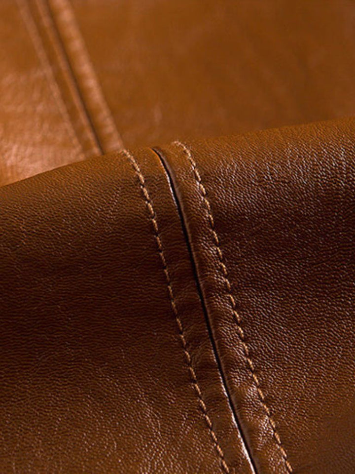 ROGER | Blouson en cuir véritable — patine caramel signature