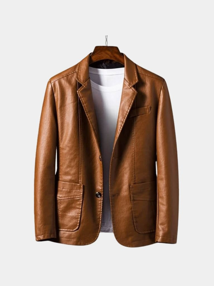 ROGER | Blouson en cuir véritable — patine caramel signature