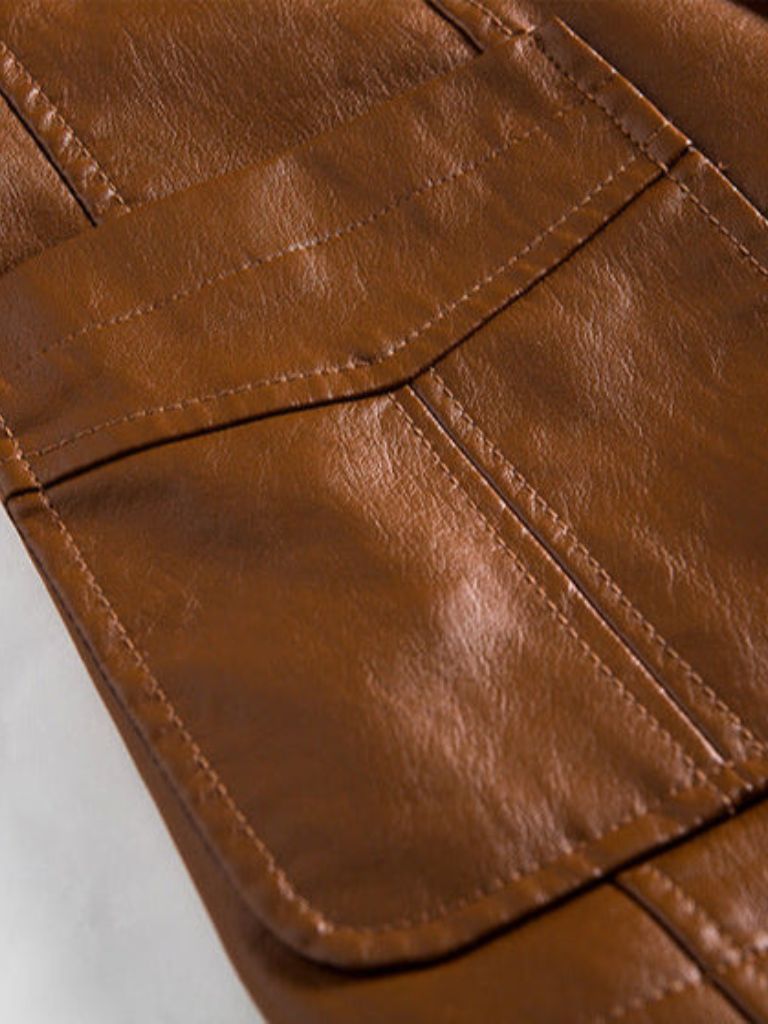 ROGER | Blouson en cuir véritable — patine caramel signature