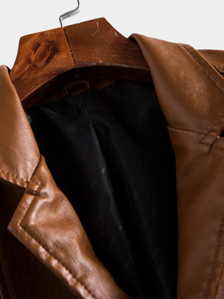 ROGER | Blouson en cuir véritable — patine caramel signature