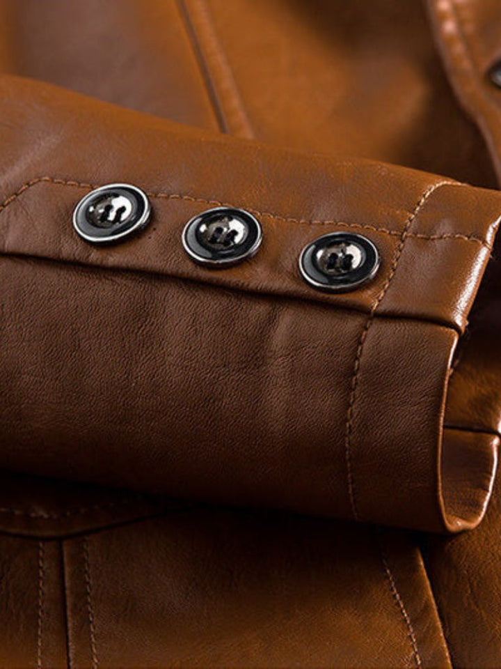 ROGER | Blouson en cuir véritable — patine caramel signature