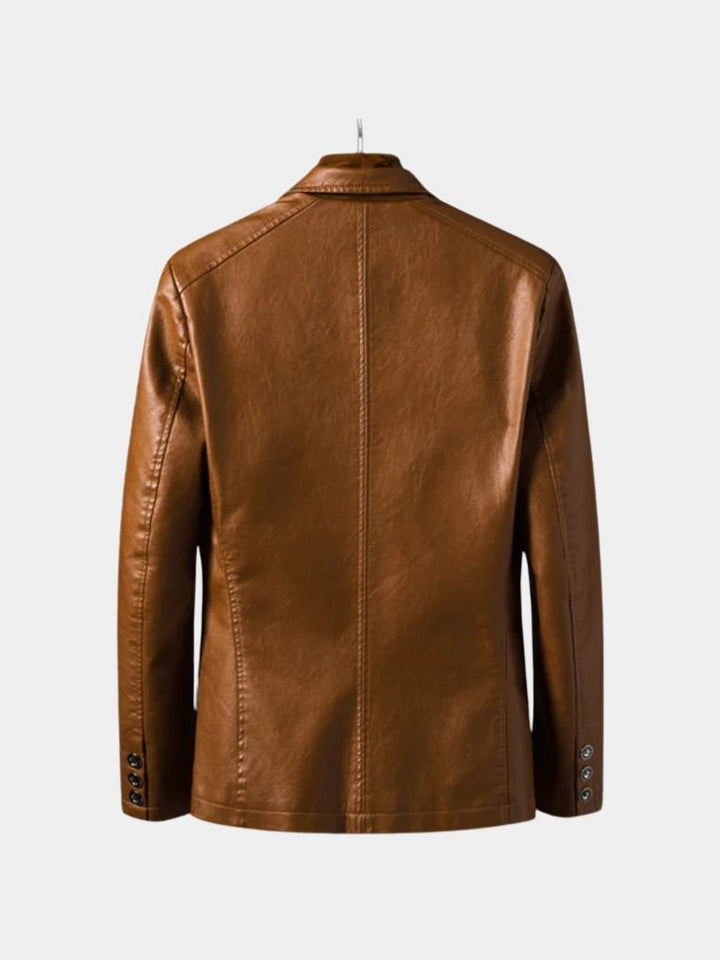 ROGER | Blouson en cuir véritable — patine caramel signature