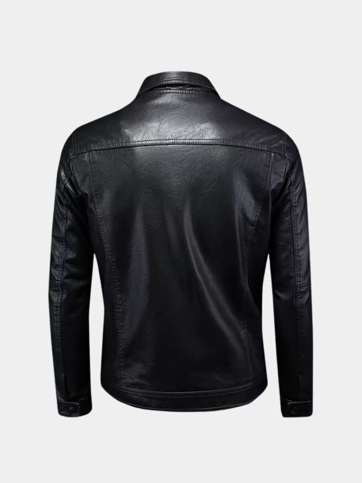 OCTAVE | Blouson en cuir véritable à finition vieillie — esprit moto