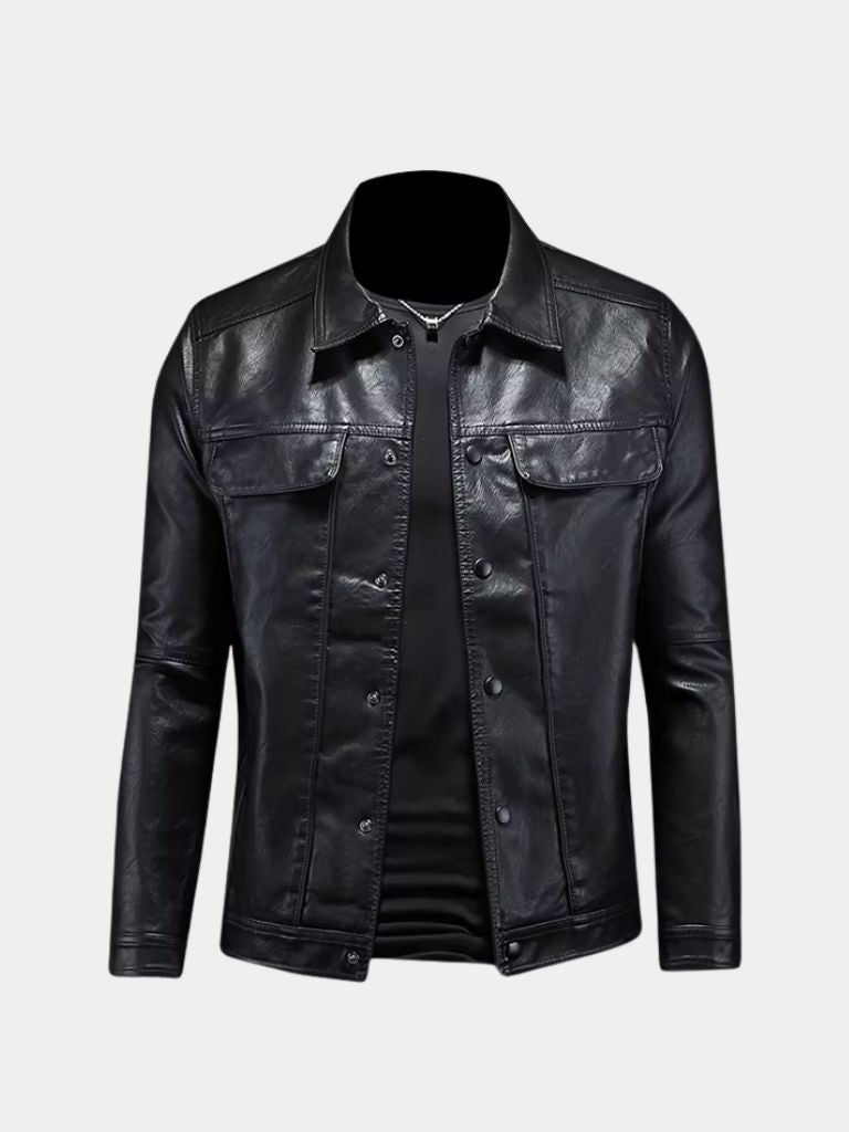 OCTAVE | Blouson en cuir véritable à finition vieillie — esprit moto