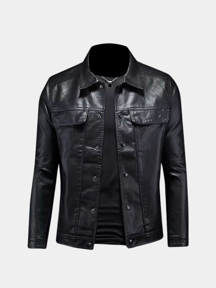 OCTAVE | Blouson en cuir véritable à finition vieillie — esprit moto