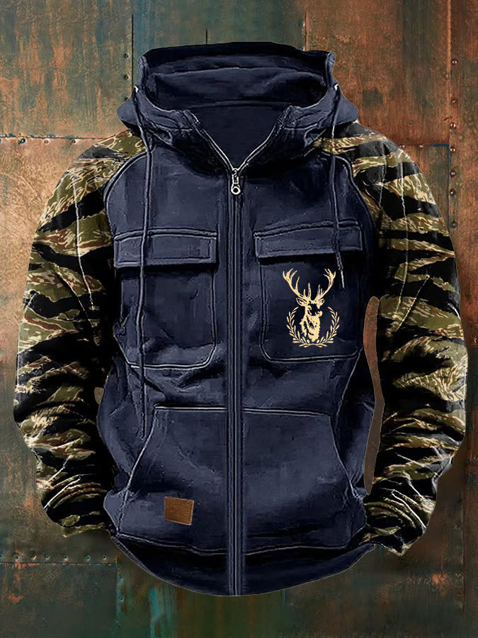 SWEAT À CAPUCHE ZIPPÉ MULTI-POCHES CLEAN POUR HOMME