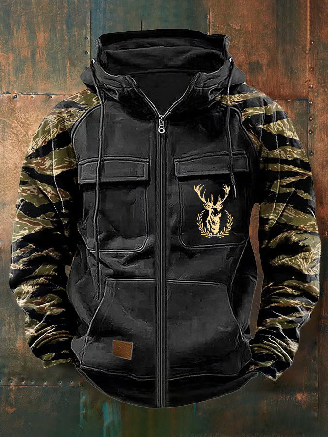 SWEAT À CAPUCHE ZIPPÉ MULTI-POCHES CLEAN POUR HOMME